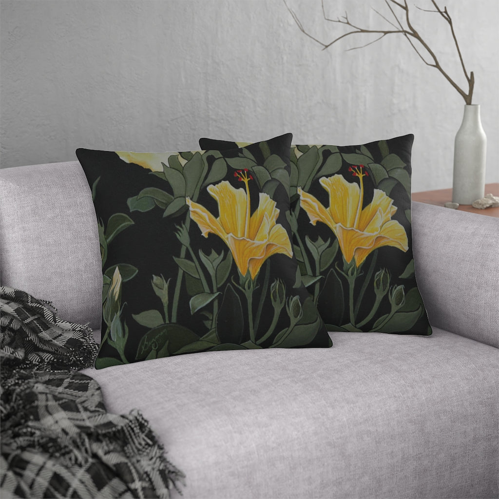 Yellow Hibiscus Waterproof Pillow Home Decor