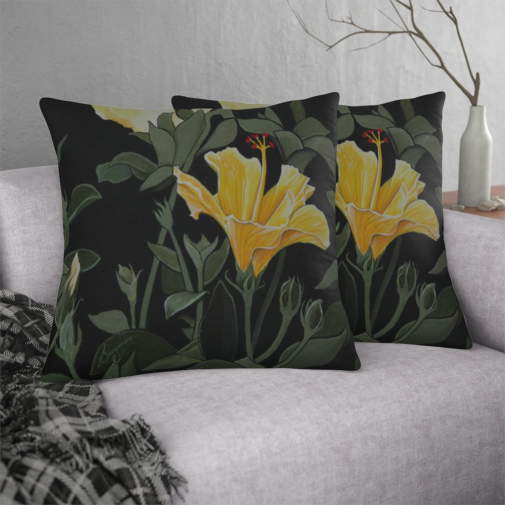 Yellow Hibiscus Waterproof Pillow Home Decor