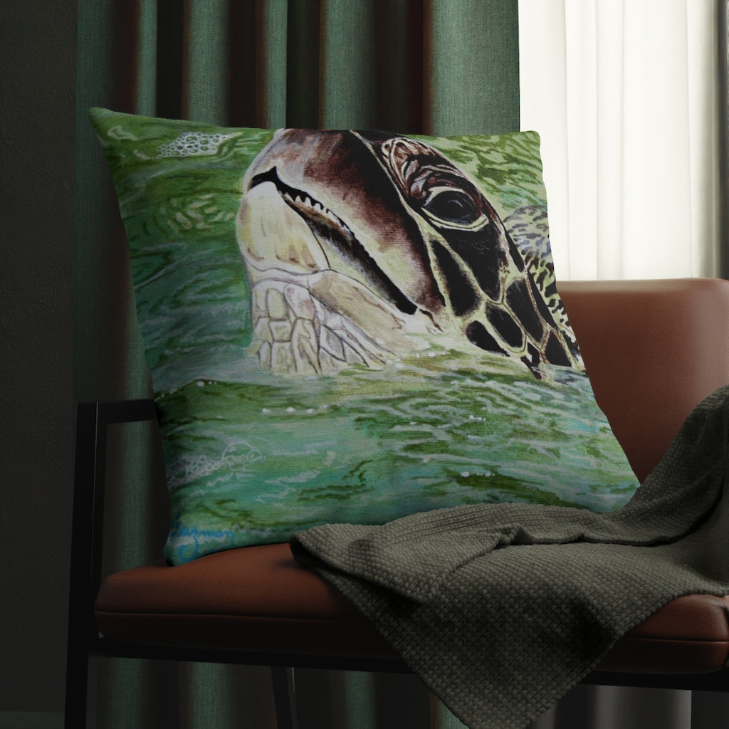 Honu Feeding Waterproof Pillow Home Decor