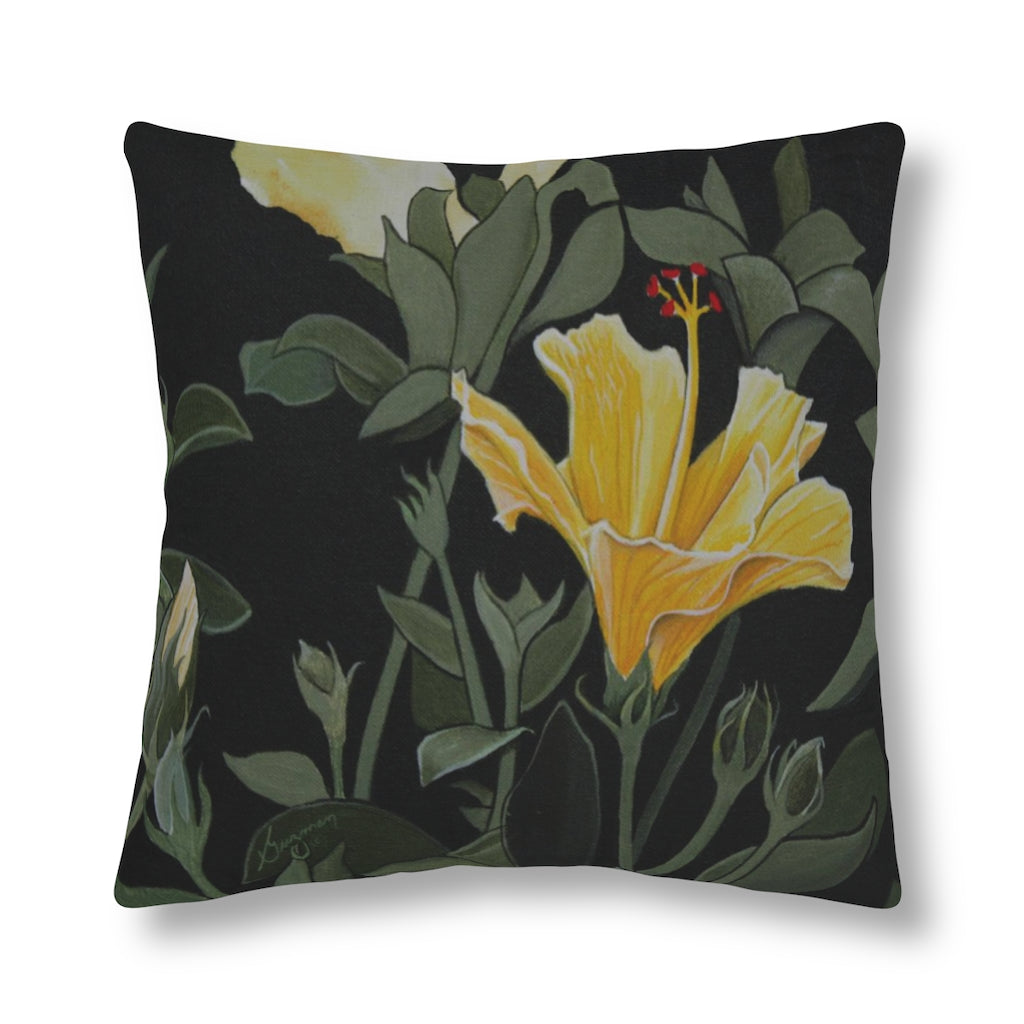 Yellow Hibiscus Waterproof Pillow Home Decor