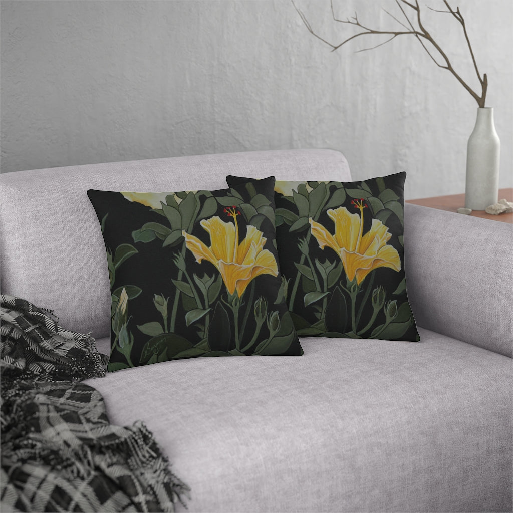 Yellow Hibiscus Waterproof Pillow Home Decor