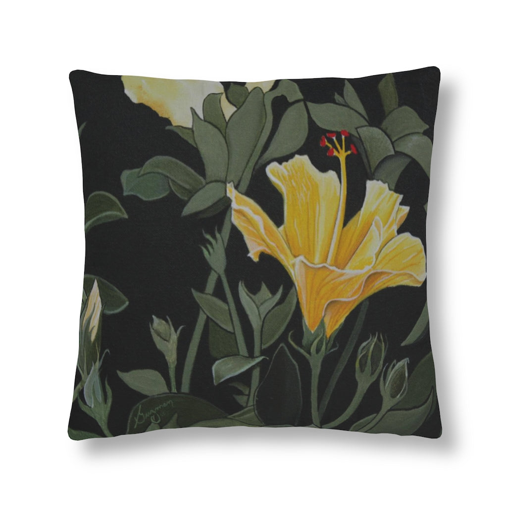 Yellow Hibiscus Waterproof Pillow 16 × / Square Home Decor