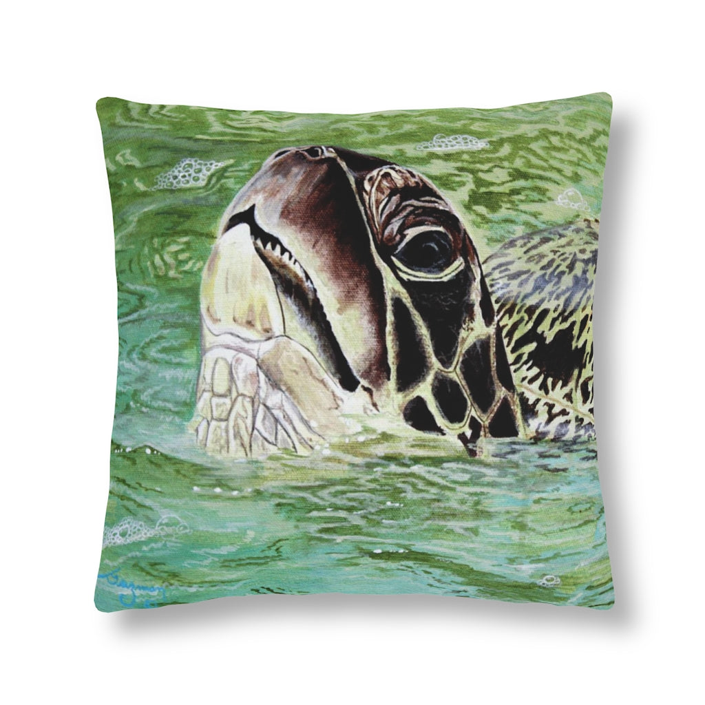 Honu Feeding Waterproof Pillow 16 × / Square Home Decor