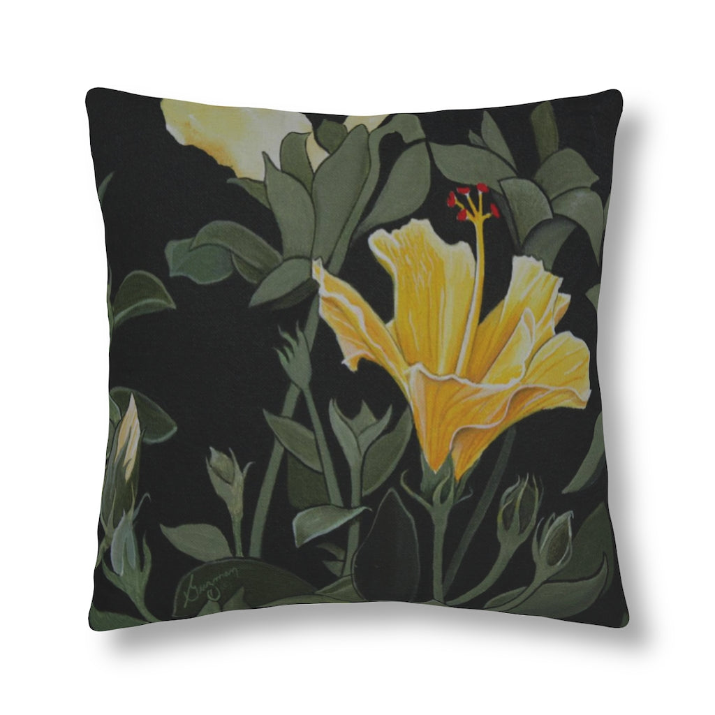 Yellow Hibiscus Waterproof Pillow 18 × / Square Home Decor