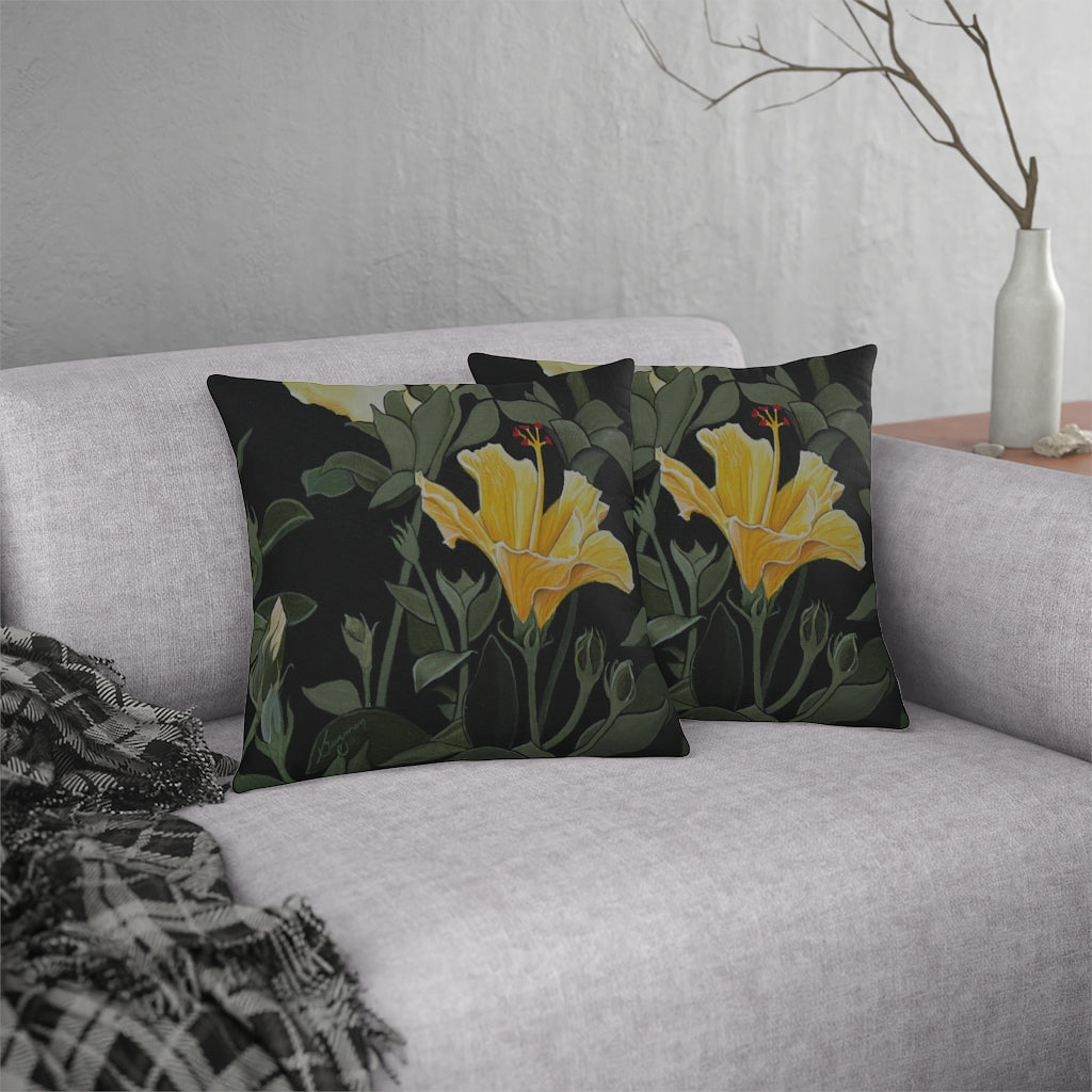 Yellow Hibiscus Waterproof Pillow Home Decor