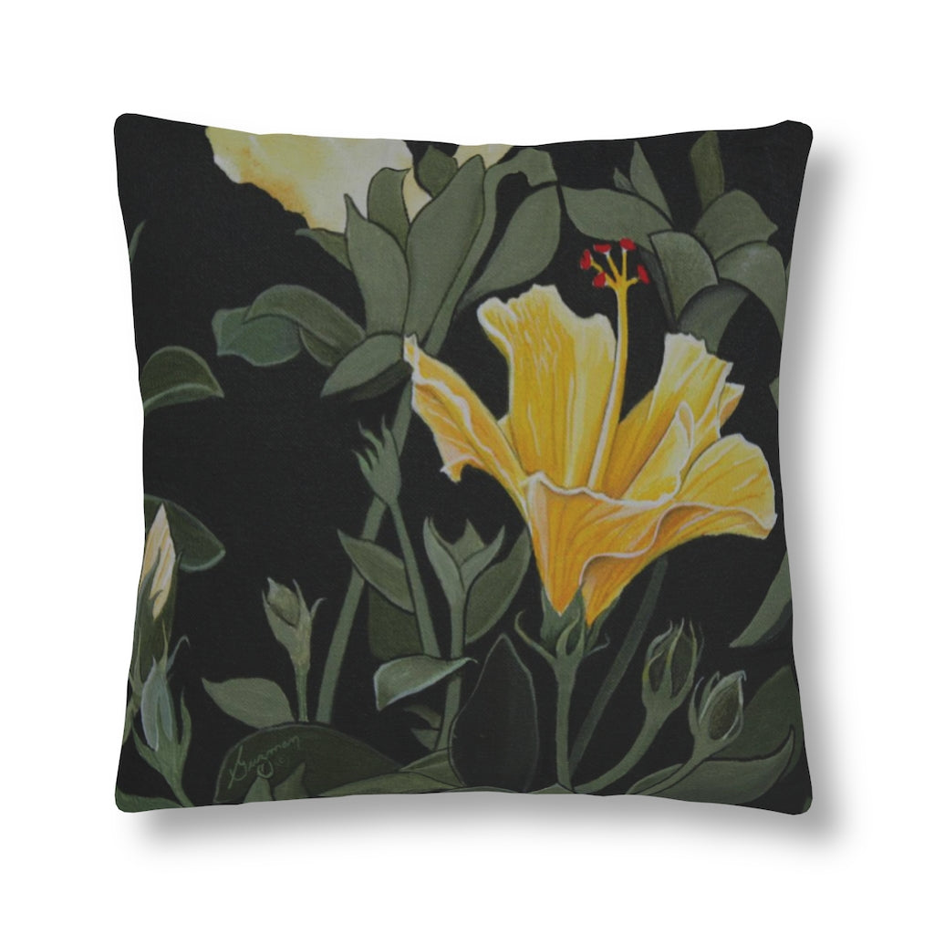 Yellow Hibiscus Waterproof Pillow Home Decor