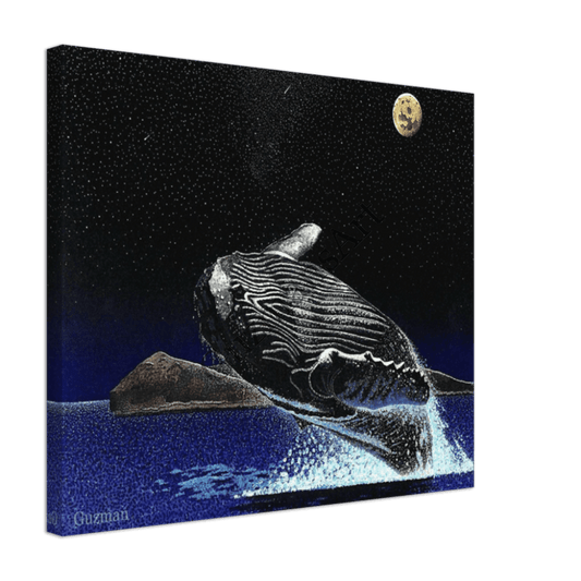 Moonlight Breach Over Molokini Canvas Print Material